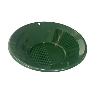 10" Triple Riffles Green Plastic Gold Pan